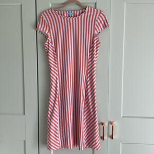 J. Mclaughlin Helena Blue & Coral Stripe Catalina Cloth Dress sz Small